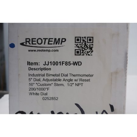 Reotemp Jj1001F85-Wd 5In 1/2In 10In 200-1000F Npt Bimetal Thermometer JJ1001F85-WD